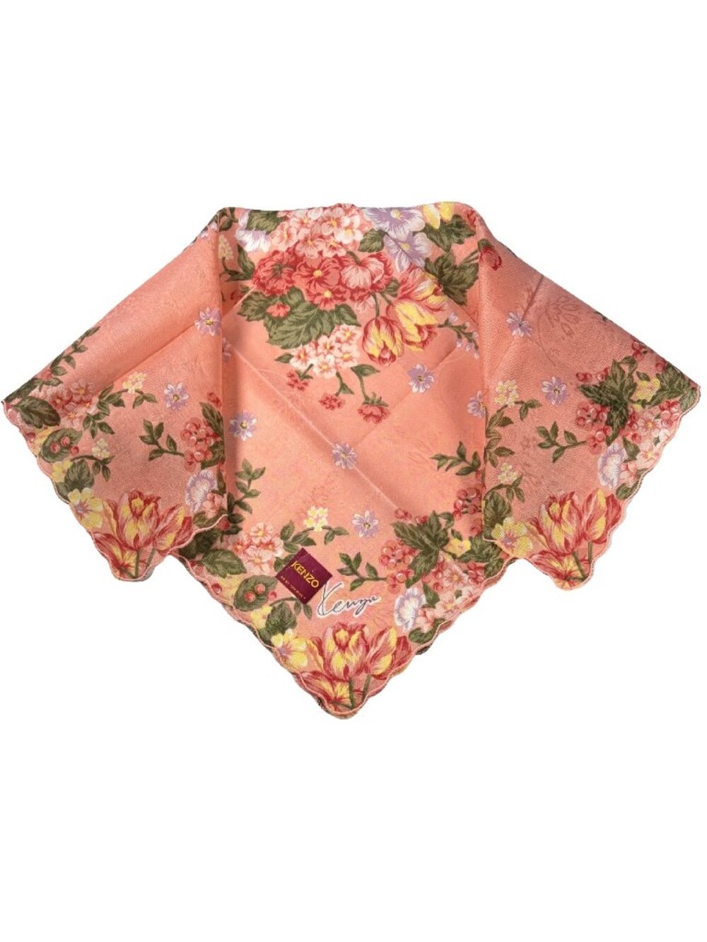 Vintage Kenzo Floral Cotton Scarf NWT 18"
